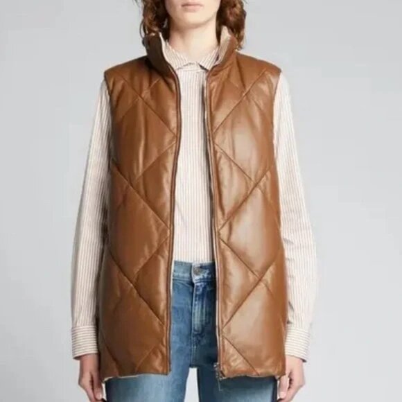 Lafayette 144 New York Albi reversible quilter leather and wool down vest - Picture 1 of 12